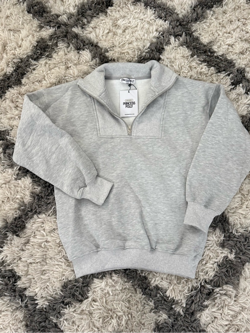 Princess Polly Women’s Heather Gray Half-Zip Pullover